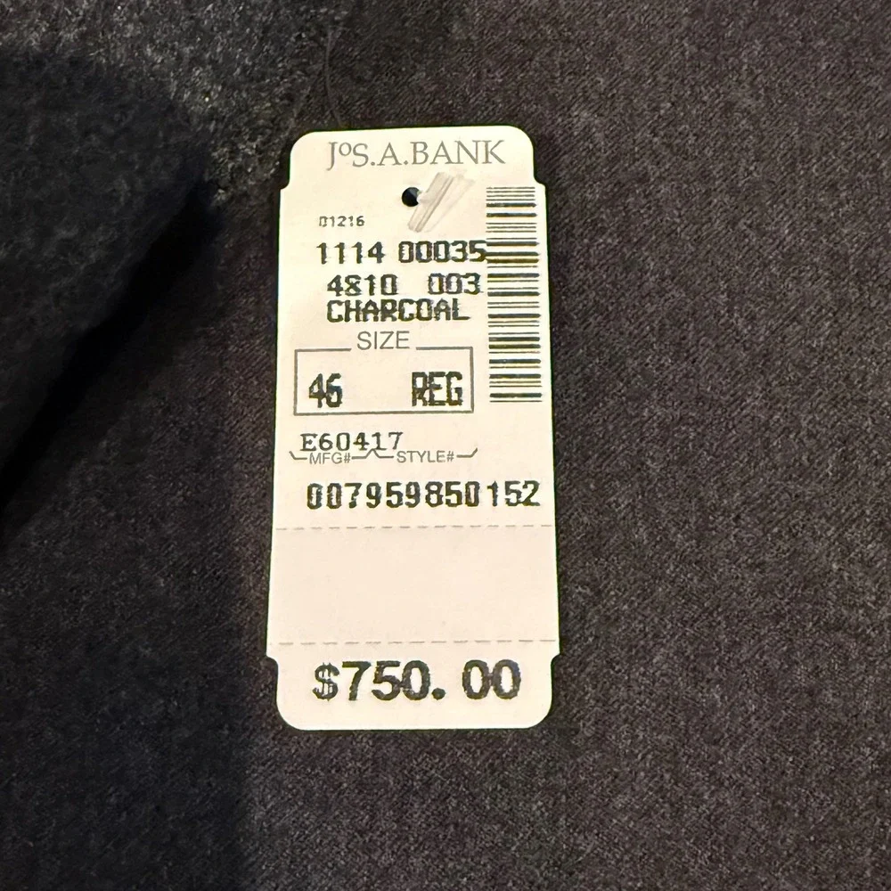 Jos. A. Bank Executive Collection Charcoal Blazer Jacket 46 Reg New With Tags‎